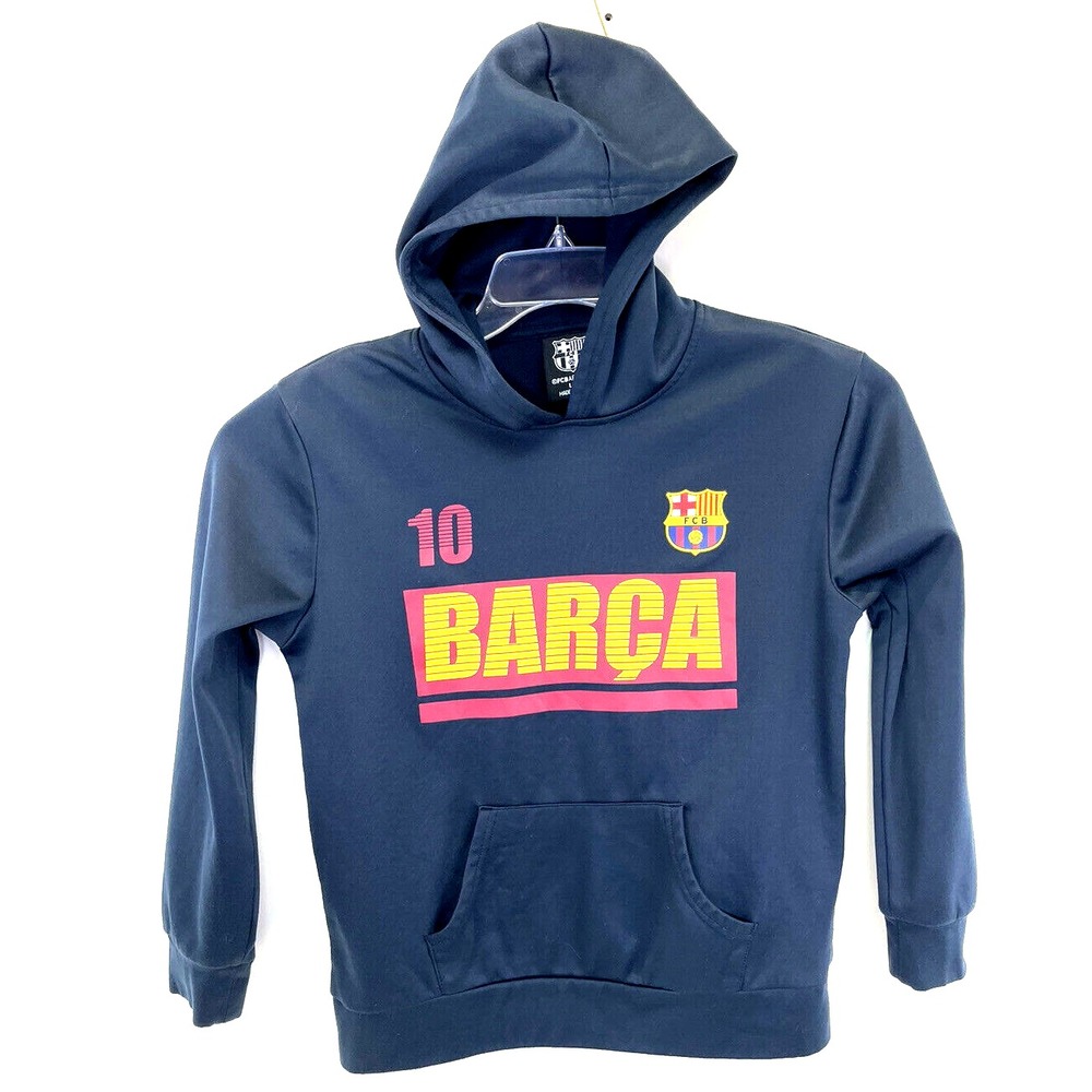 FCB Barcelona Barca Sz Youth Large Blue Knit Hoodie Sweatshirt (Z37) NW/OTs